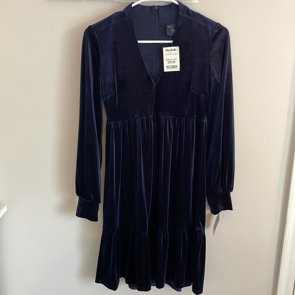 Navy velvet dress